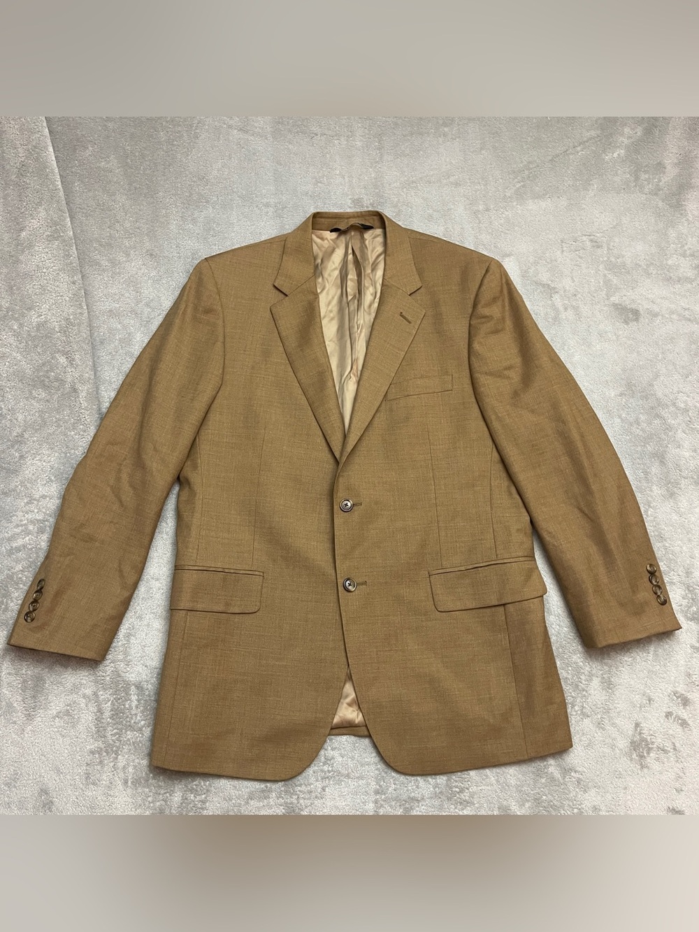 Jos A Bank Linen Wool Sport Coat Blazer Jacket 42R Relaxed Fit Tan Brown